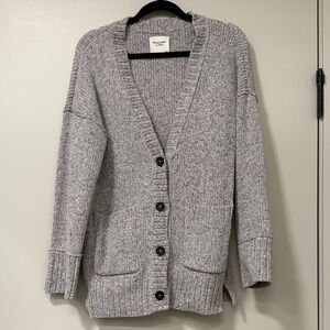 Abercrombie & Fitch Gray Button-Up Cardigan Sweater